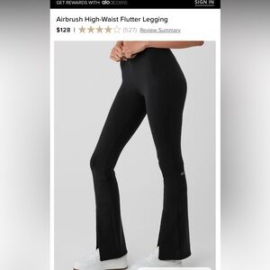 ALO Yoga Black Airbrush High-Waist Flutter Leggings - Boot Cut